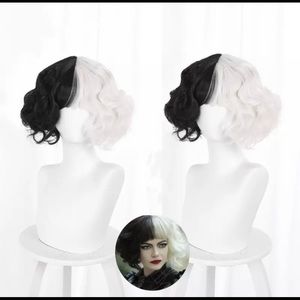 Cruella Deville short bob wig Halloween Cosplay